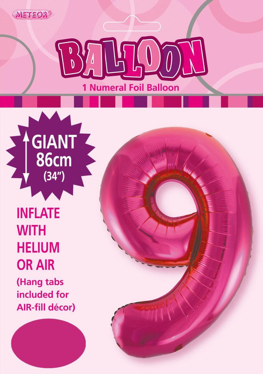 NUMBER FOIL BALLOON 86CM - H/PINK 9