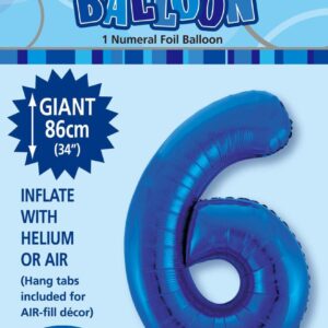 NUMBER FOIL BALLOON 86CM - R/BLUE 6