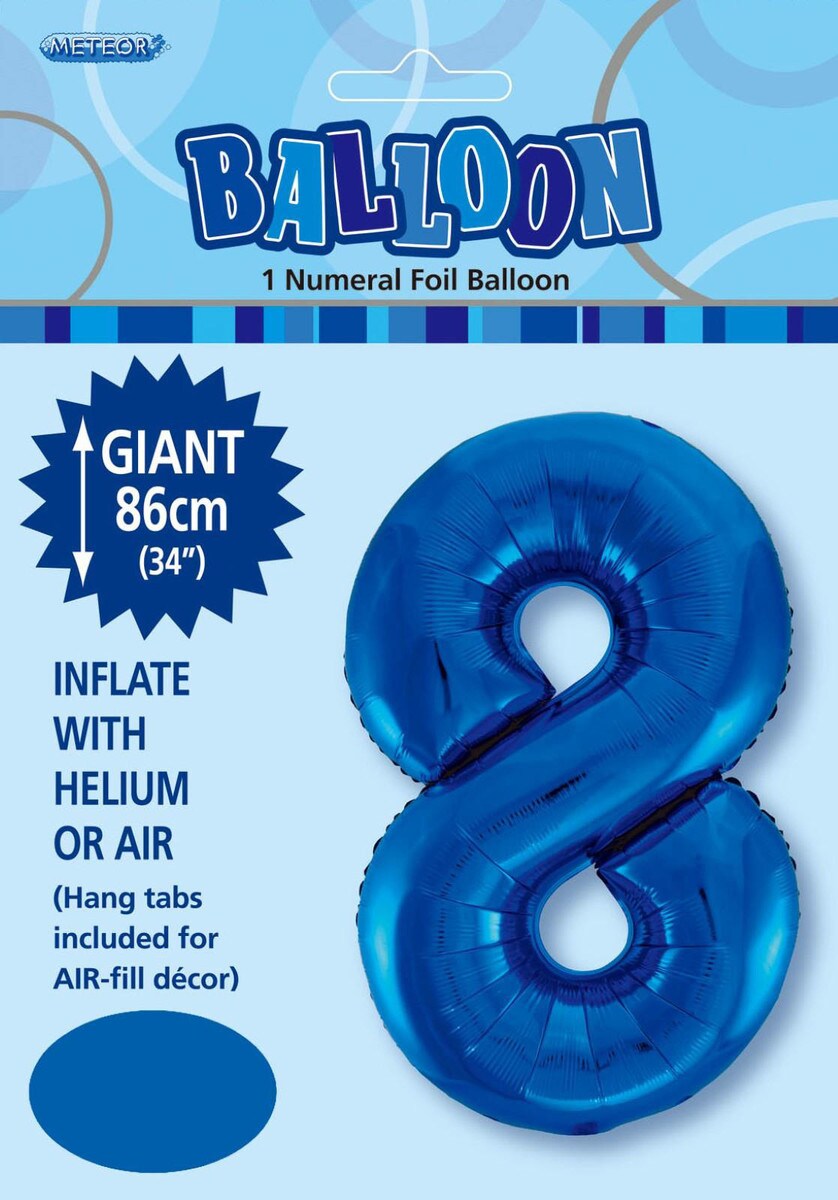 NUMERAL FOIL 34in PKG- R/BLUE 8