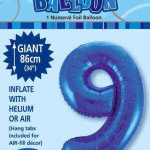 NUMBER FOIL BALLOON 86CM - R/BLUE 9