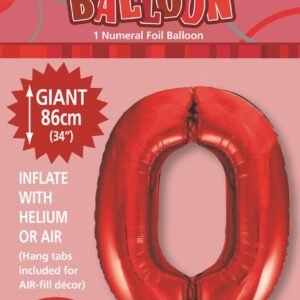 NUMBER FOIL BALLOON 86CM - RED 0