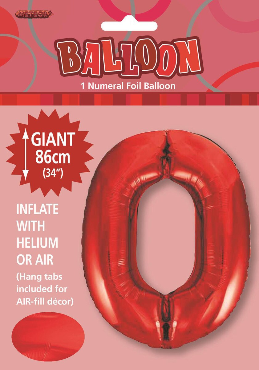 NUMBER FOIL BALLOON 86CM - RED 0