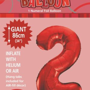 NUMBER FOIL BALLOON 86CM - RED 2