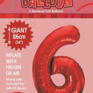 NUMBER FOIL BALLOON 86CM - RED 6
