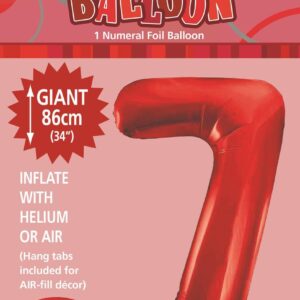 NUMBER FOIL BALLOON 86CM - RED 7