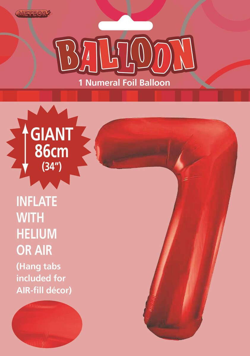 NUMBER FOIL BALLOON 86CM - RED 7