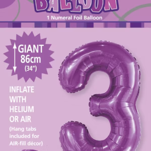 NUMERAL FOIL 34' PKG PURPLE 3