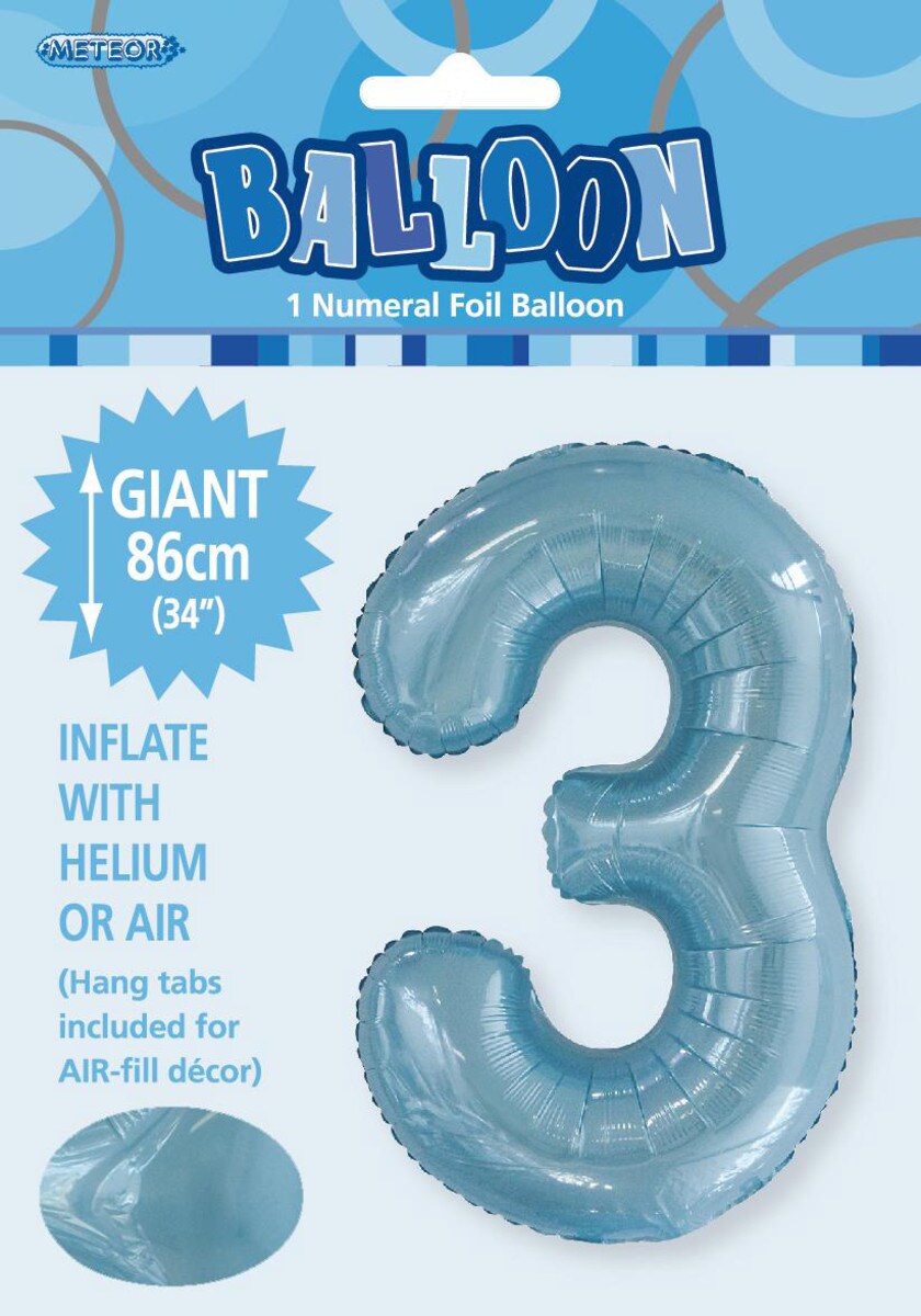 NUMERAL FOIL 34in PKG-P/BLUE 3