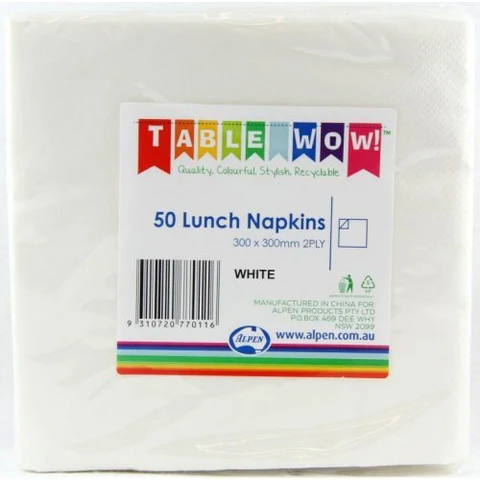 WHITE LUNCH NAPKINS 50PK