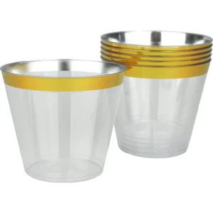 275ml Clear Hard Plastic Tumbler With Gold Rim