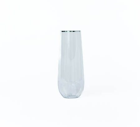 250ML Stemless Champagne Glass with Silver Rim