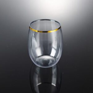 350ML Stemless Wine glass with Gold Rim