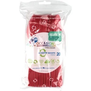 20PK RED SPOONS