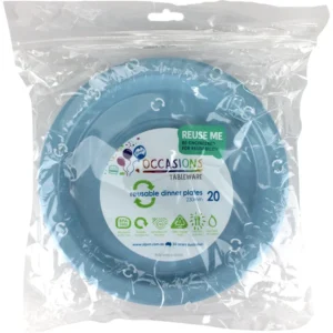 20PK DINNER PLATES - L/BLUE