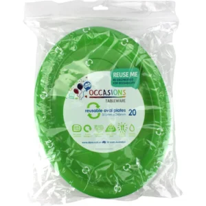 20PK OVAL LIME GREEN PLATES