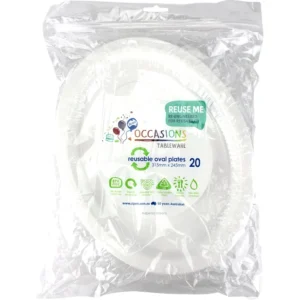 20PK WHITE OVAL PLATES