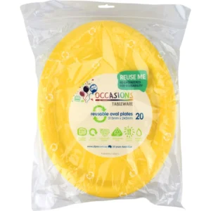 OVAL PLATES - YELLOW 20PK