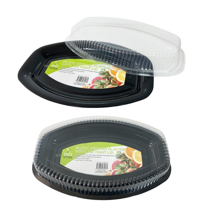 BLACK TRAY W' LID 33X50X6CM