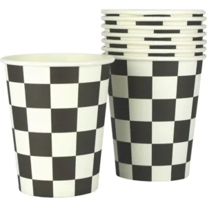 BLACK AND WHITE CHECK CUPS