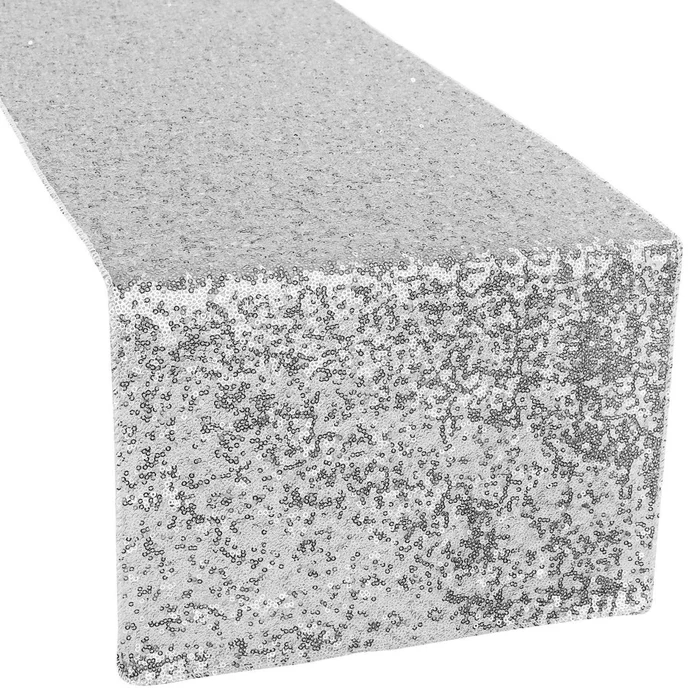 Silver Sequin Table Runner 30x180cm