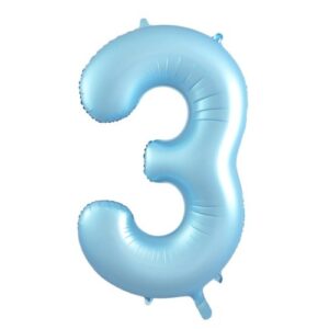 NUMBER FOIL BALLOON 86CM - PASTEL MATTE BLUE 3