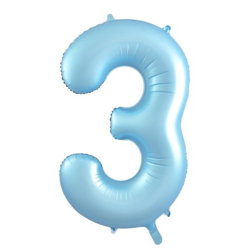 NUMBER FOIL BALLOON 86CM - PASTEL MATTE BLUE 3