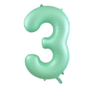 NUMBER FOIL BALLOON 86CM - PASTEL MATTE MINT 3