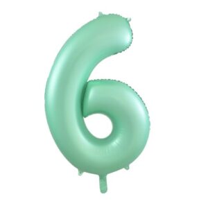 NUMBER FOIL BALLOON 86CM - PASTEL MATTE MINT 6