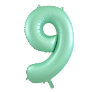NUMBER FOIL BALLOON 86CM - PASTEL MATTE MINT 9