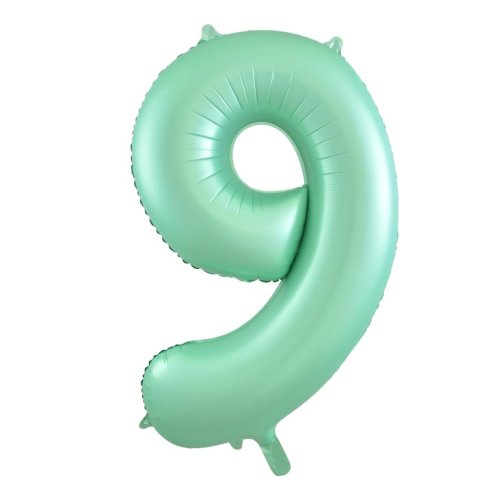NUMBER FOIL BALLOON 86CM - PASTEL MATTE MINT 9